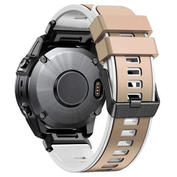 KALEBOL KLB-SSGJ-001 Garmin Fenix 7X / 7X Pro Silikon Klockarmband 26mm Armband Tvåfärgad - Khaki + Svart