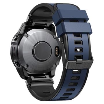 KALEBOL KLB-SSGJ-001 Garmin Fenix 7X / 7X Pro Silikon Klockarmband 26mm Armband Tvåfärgad - Mörkblå + Svart