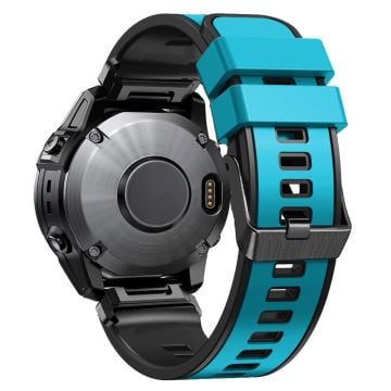 KALEBOL KLB-SSGJ-001 Garmin Fenix 7X / 7X Pro Silikon Klockarmband 26mm Armband Tvåfärgad - Himmelsblå + Svart