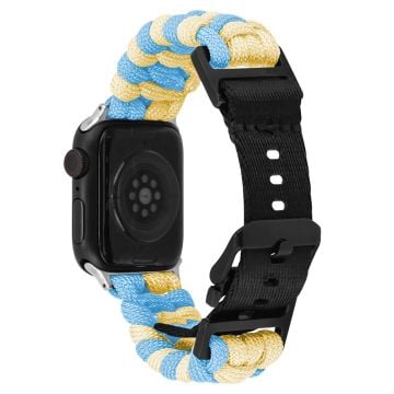 Apple Watch Series 41mm - 40mm - 38mm Universal Nylon Rope Watch Band Dual Color - Himmelsblå + Gul