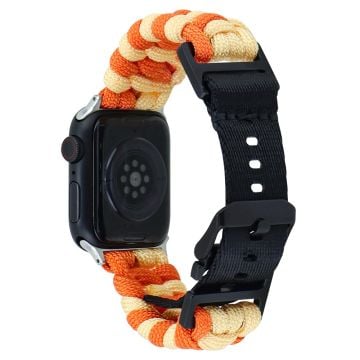 Apple Watch Series 41mm - 40mm - 38mm Universal Nylon Rope Watch Band Dual Color - Orange + Gul