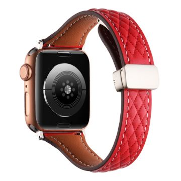 Klockarmband Apple Watch Series 41mm - 40mm - 38mm Universal Genuine Cow Leather Strap - Röd