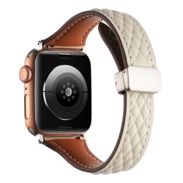 Klockarmband Apple Watch Series 41mm - 40mm - 38mm Universal Genuine Cow Leather Strap - Beige