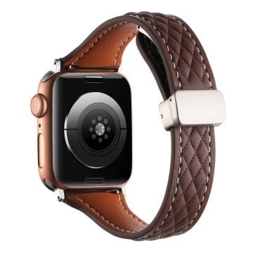 Klockarmband Apple Watch Series 41mm - 40mm - 38mm Universal Genuine Cow Leather Strap - Rödaktigt Brun