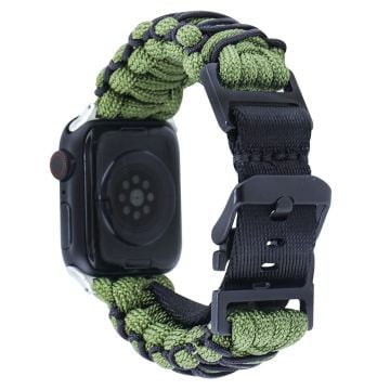 Apple Watch Series 41mm - 40mm - 38mm Universal klockarmband med dubbla lager av nylonrep - Militärgrön + Svart