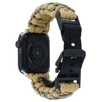 Apple Watch Series 41mm - 40mm - 38mm Universal klockarmband med dubbla lager av nylonrep - Khaki + Militärgrön