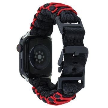 Nylon Rope Strap Apple Watch Series 49mm - 45mm - 44mm - 42mm Universalarmband - Svart + Röd