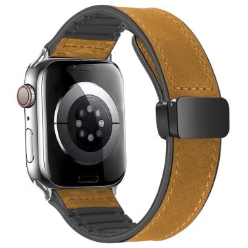 Apple Watch Series 41mm - 40mm - 38mm Universal magnetiskt armband i äkta koskinn - Galna Hästen / Ljusbrun