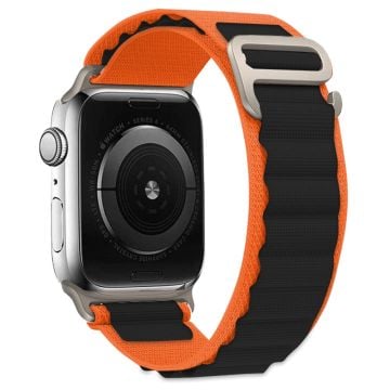 KALEBOL Apple Watch Series 41mm - 40mm - 38mm Universal klockarmband Nylon Loop Band - Orange + Svart