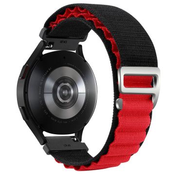 KALEBOL KLB-GSNL-001 Samsung Galaxy Watch3 45mm / Huawei Watch GT4 46mm Klockarmband 22mm Nylonarmband - Svart + Röd