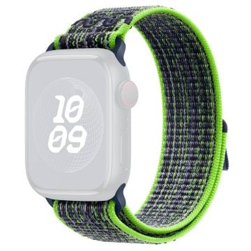 KALEBOL Apple Watch Series 41mm - 40mm - 38mm Universal Klockarmband Nylon Strap - Ljusgrönt + Blå