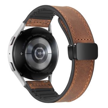 Samsung Galaxy Gear S3 Classic / Huawei Watch GT 4 46mm Magnetiskt klockarmband i äkta koskinn, 22mm - Brun