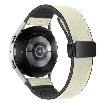 Samsung Gear Sport / Huawei Watch GT 3 42mm Magnetiskt klockarmband i äkta koskinn, 20mm - Grå