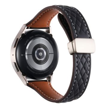 Samsung Galaxy Watch3 45mm / Huawei Watch GT 4 46mm klockarmband 22mm armband i äkta koskinn - Svart