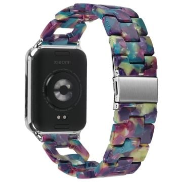 Xiaomi Smart Band 8 Pro Smart Watch D-Shape Strap Resin Bracelet Klockarmband Replacement - Lila + Grön Blomma