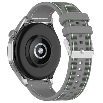 Samsung Galaxy Watch3 45mm / Huawei Watch GT 4 46mm Klockarmband 22mm Silikon och Nylon Armband - Grå