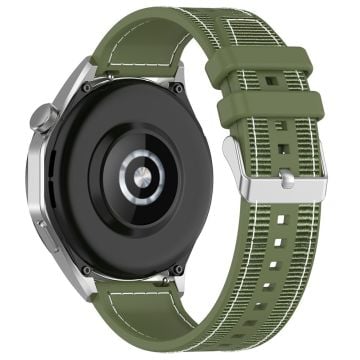 Samsung Galaxy Watch3 45mm / Huawei Watch GT 4 46mm Klockarmband 22mm Silikon och Nylon Armband - Grön