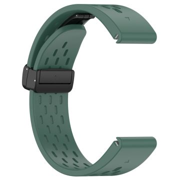 KALEBOL KLB-DDGJ-001 Garmin Fenix 7S / 7S Pro QuickFit 20 mm silikonband magnetiskt vikbart spänne klockarmband - Mörkgrön