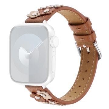 Apple Watch Series 41mm - 40mm - 38mm PU-klockarmband med blomnitar - Gul