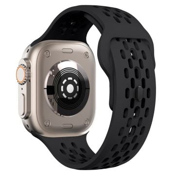 Apple Watch Series 41mm - 40mm - 38mm Rem Rembyte Mesh Hål Klockarmband - Svart