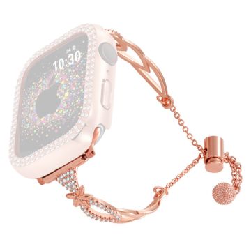 Apple Watch Series 41mm - 40mm - 38mm Koppararmband Rhinestone Decor Strap - Roséguld