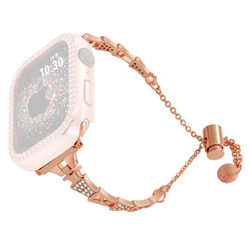 Tower Design Klockarmband Apple Watch Series 41mm - 40mm - 38mm Rhinestone Dekor Koppararmband - Roséguld