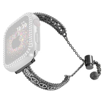 Apple Watch Series 41mm - 40mm - 38mm Rhinestone Koppararmband - Svart