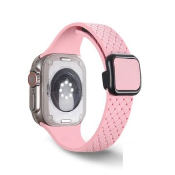 Apple Watch Series 41mm - 40mm - 38mm Klockarmband Armband med vävd textur - Ljusrosa