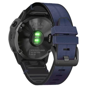 KALEBOL KLB-PWGJPU-001 Klockarmband Garmin QuickFit 26mm Veganläderbelagt silikonarmband - Midnattsblå