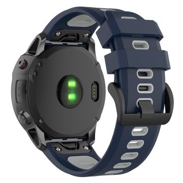 KALEBOL KLB-SSPWGJ-001 Garmin Fenix 7X / 7X Pro / QuickFit Klockarmband 26 mm silikonarmband - Midnattsblå / Grå