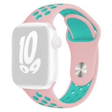 KALEBOL Storlek S / M Apple Watch Series 41mm - 40mm - 38mm Silikonarmband - Rosa Ros + Ädelstensgrön