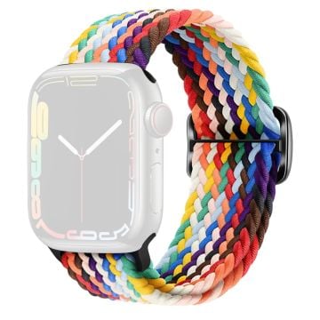 KALEBOL Apple Watch Series 49mm - 45mm - 44mm - 42mm Nylonflätat klockarmband - Officiell Regnbåge