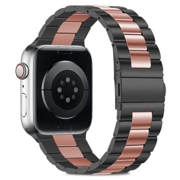 KALEBOL Apple Watch Series 41mm - 40mm - 38mm Klockarmband i rostfritt stål - Svart + Ros