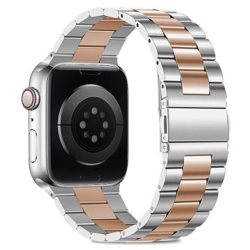 KALEBOL Apple Watch Series 41mm - 40mm - 38mm Klockarmband i rostfritt stål - Silver + Roséguld