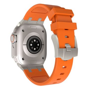 KALEBOL KLB-YTGJ-001 Apple Watch Series 41mm - 40mm - 38mm flytande silikonarmband - Titan + Orange