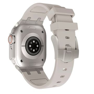 KALEBOL KLB-YTGJ-001 Apple Watch Series 41mm - 40mm - 38mm flytande silikonarmband - Titan + Stjärnljus