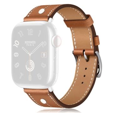 KALEBOL Apple Watch Series 41mm - 40mm - 38mm armband i äkta koskinn med nitdekor - Brun