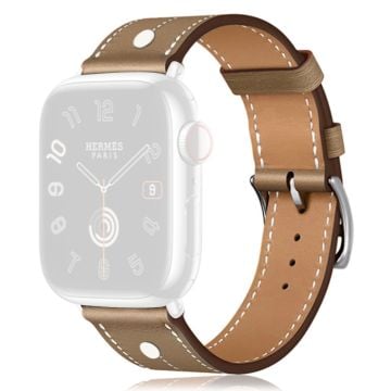 KALEBOL Apple Watch Series 41mm - 40mm - 38mm armband i äkta koskinn med nitdekor - Tan