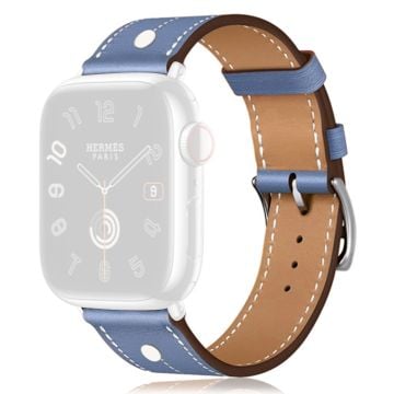 KALEBOL Apple Watch Series 41mm - 40mm - 38mm armband i äkta koskinn med nitdekor - Baby Blå