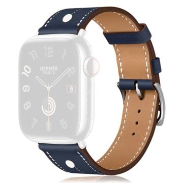 KALEBOL Apple Watch Series 41mm - 40mm - 38mm armband i äkta koskinn med nitdekor - Blå