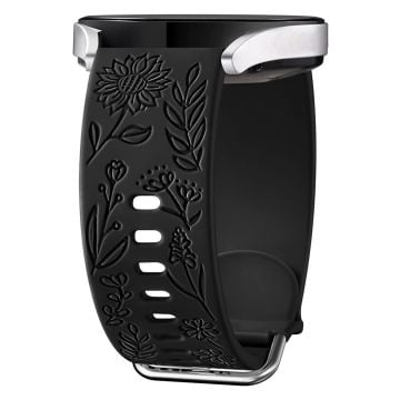 Garmin Vivomove 3 / Forerunner 645 / Samsung Gear S2 Classic Universal 20mm Carving Flower Silikon Klockarmband - Svart