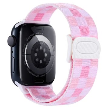 Apple Watch Series 41mm - 40mm - 38mm Klockarmband Elastiskt nylonarmband - Pläd Rosa