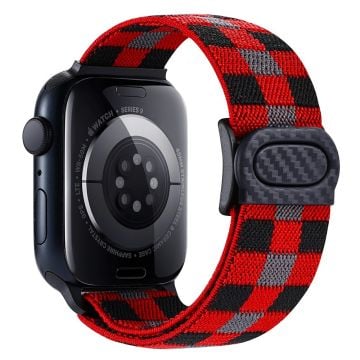 Apple Watch Series 41mm - 40mm - 38mm Klockarmband Elastiskt nylonarmband - Röd Pläd