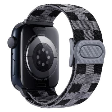 Apple Watch Series 41mm - 40mm - 38mm Klockarmband Elastiskt nylonarmband - Pläd Grå