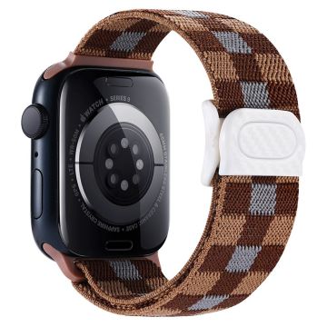 Apple Watch Series 41mm - 40mm - 38mm Klockarmband Elastiskt nylonarmband - Pläd Brun