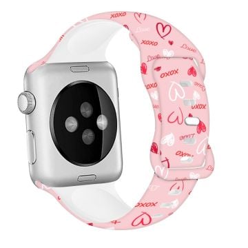 Apple Watch Series 41mm - 40mm - 38mm Sportarmband Silikonmönster Klockarmband - Xo Hjärta 04