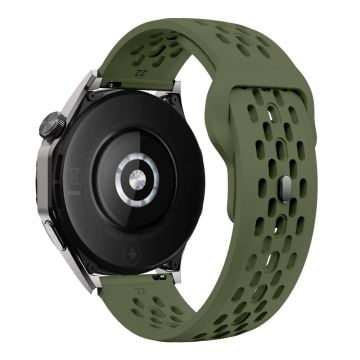 Huawei Watch GT 4 41mm / Garmin Venu 3S / 2S 18mm silikonarmband ihåligt klockarmband - Militärgrön