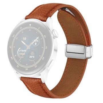 Samsung Galaxy Watch3 45mm / Huawei Watch GT 4 46mm läderarmband 22mm magnetiskt klockarmband - Ljusbrun