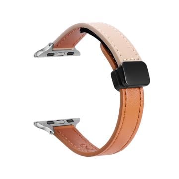 Apple Watch Series 41mm - 40mm - 38mm Klockarmband Mikrofiber Läderarmband - Orange + Aprikos