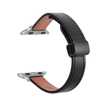 Apple Watch Series 41mm - 40mm - 38mm Klockarmband Mikrofiber Läderarmband - Svart